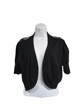 Torrid Womens Bolero Shrug Sweater Black Knit Lace Back Fancy Size 2x
